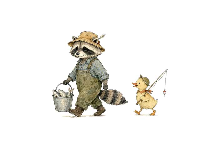 Raccoon and Duck Fishing Trip