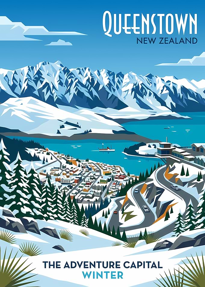 Queenstown Winter Adventure Capital Poster