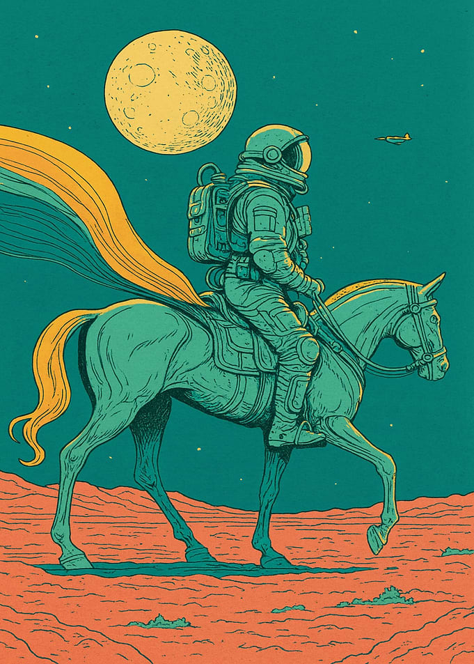 Horse under the moon