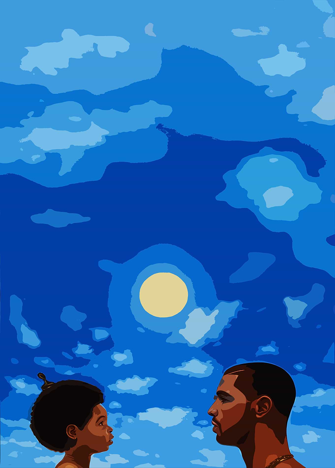 Drake and Son Under the Moon