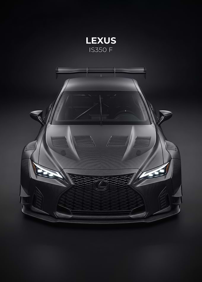 sleek black Lexus IS350 F Carbon Fiber Race Car
