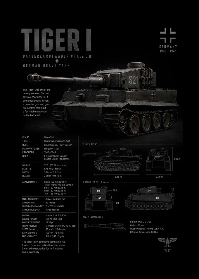 Tiger I German Heavy Tank Poster