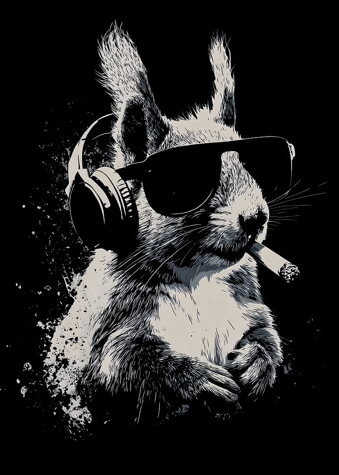 Cool Squirrel with Headphones and Sunglasses