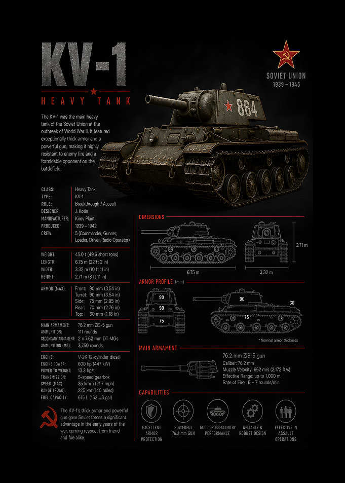 KV-1 Heavy Tank Information Poster