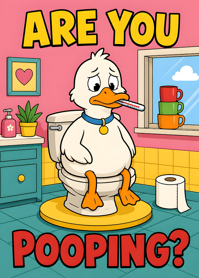 Sick Duck on Toilet