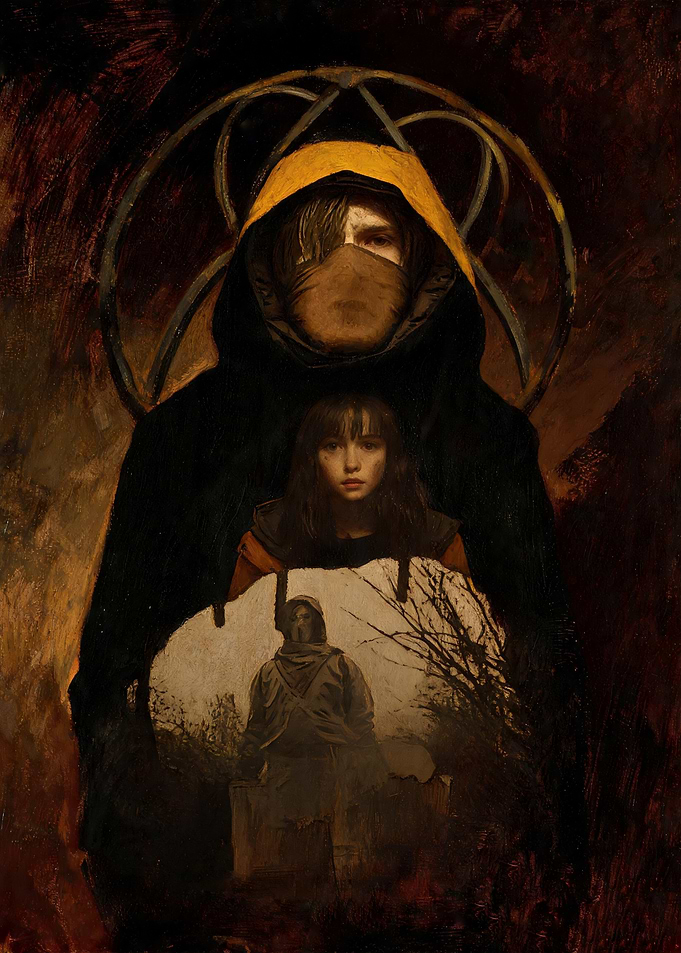 Mysterious figures in a dark, painterly style