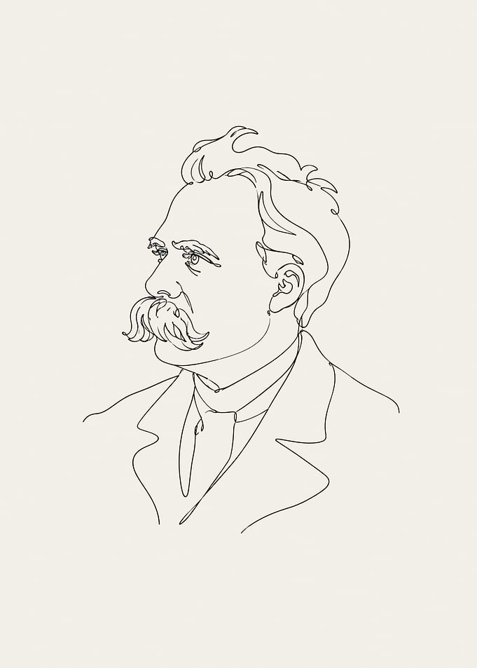 Friedrich Nietzsche Line Art Portrait
