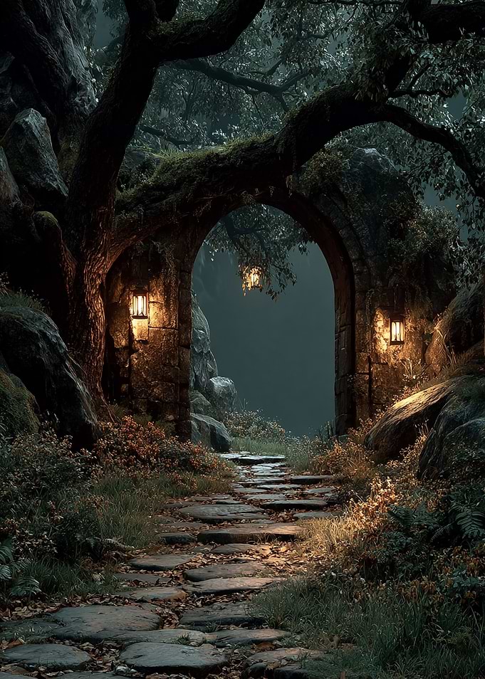 Enchanted Forest Archway with Lanterns
