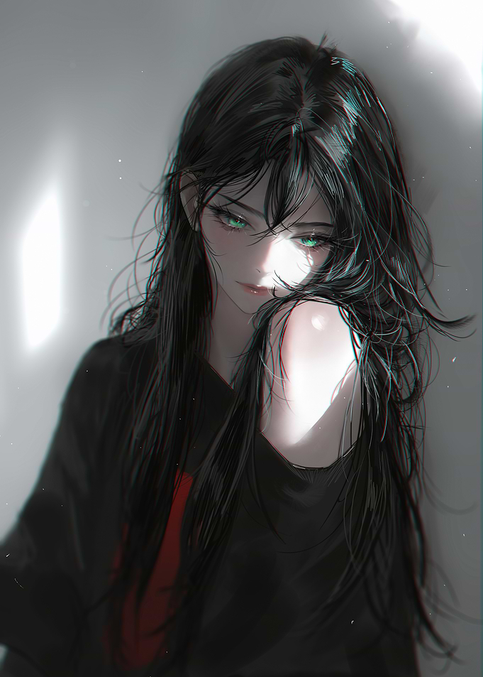 Anime girl with green eyes