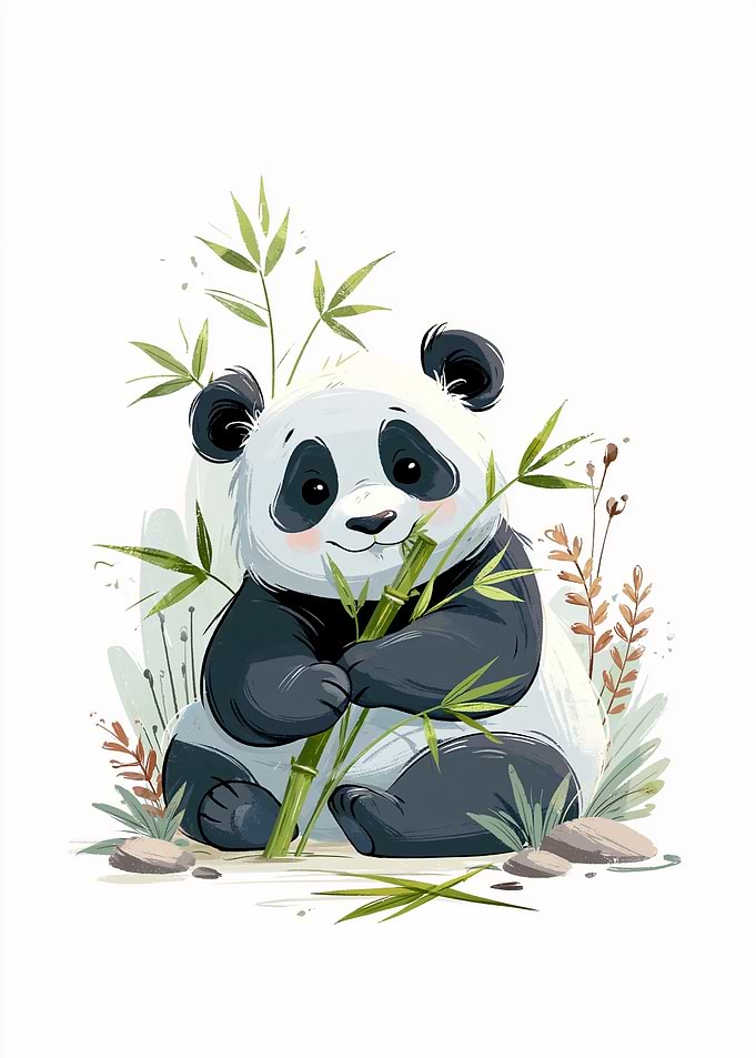 Cute Panda Eating Bamboo