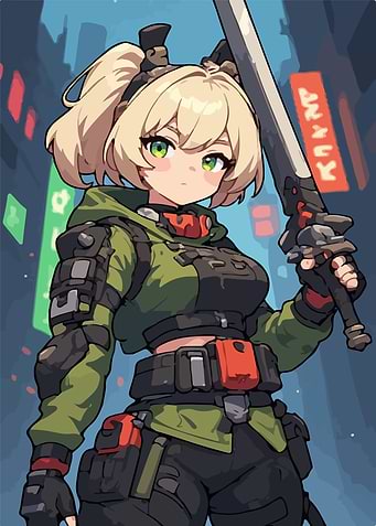 Zenless Zone Zero Anby with Sword in City