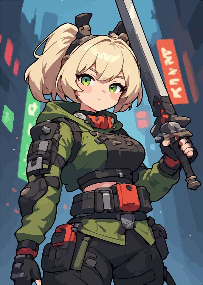 Zenless Zone Zero Anby with Sword in City