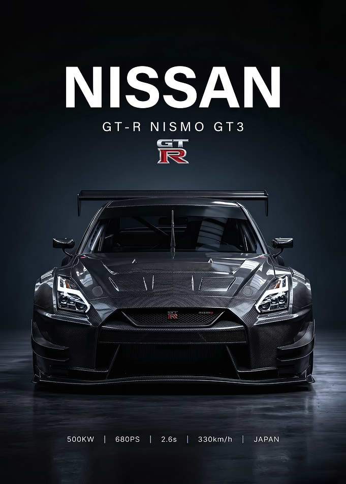 sleek angry Nissan GT-R Nismo GT3 car poster