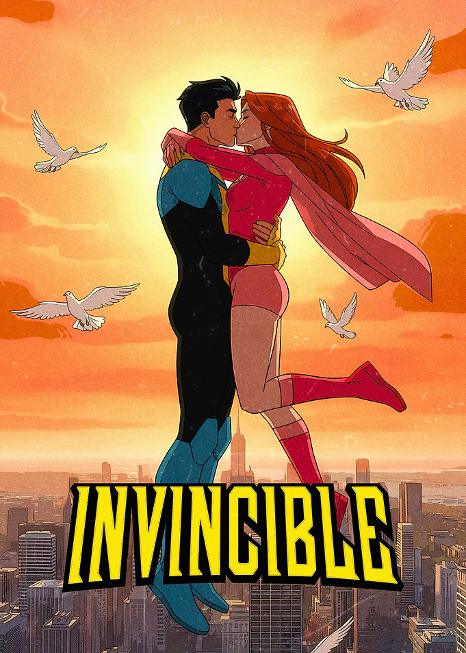 Invincible Couple Kissing with Doves