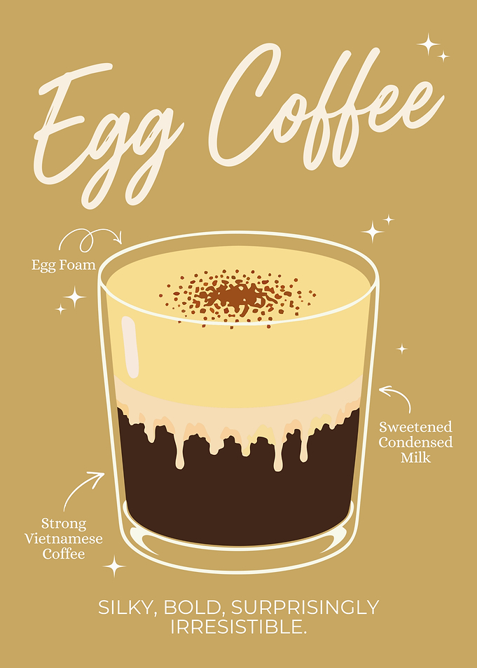 Egg Coffee Poster Minimalist Vietnamese Coffee Wall Art