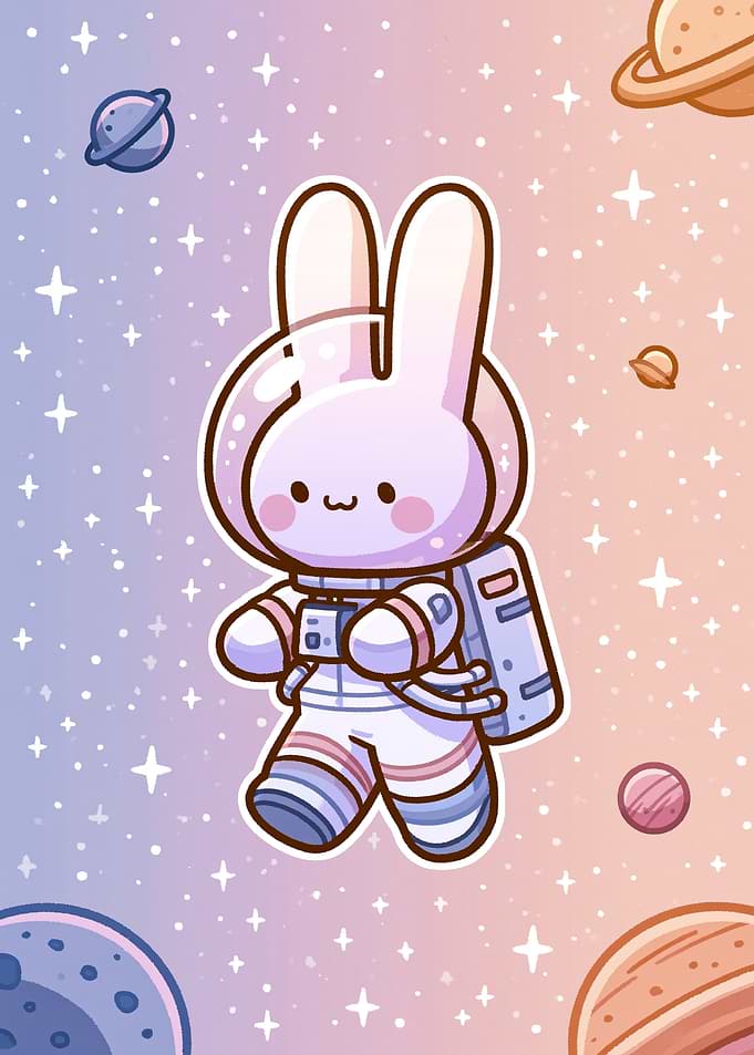 Cute Astronaut Bunny in Space