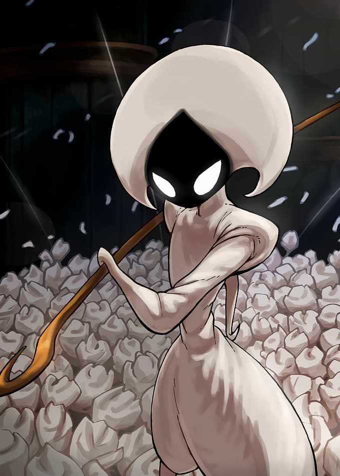 Mysterious figure with a staff