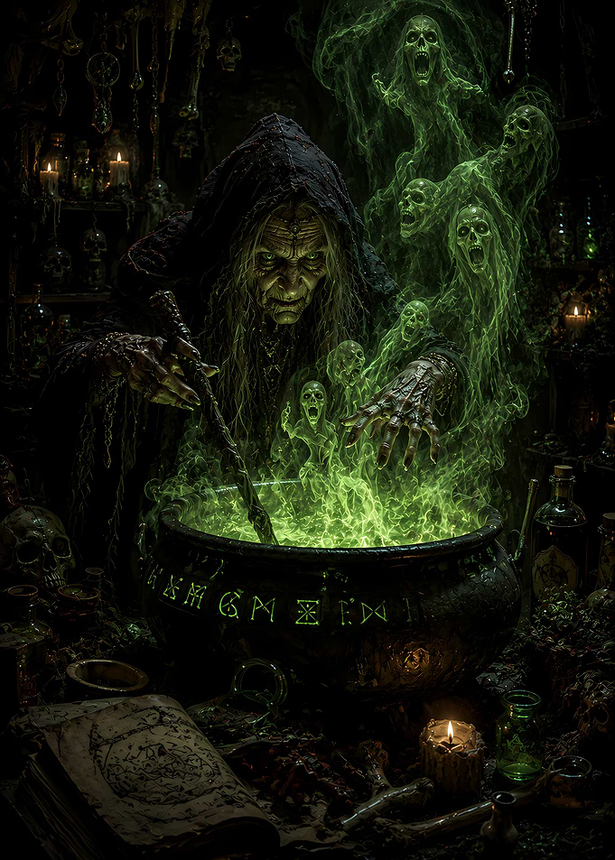 Wicked Witch Brewing a Potion