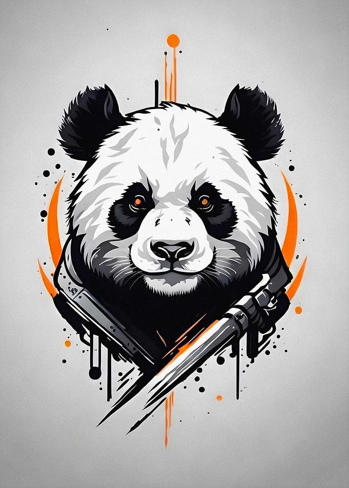 Stylized Panda Warrior with Weapons
