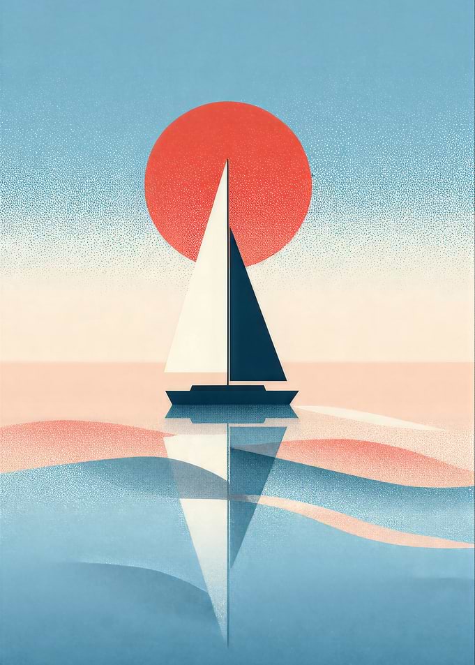 Sailboat at Sunset with Reflection