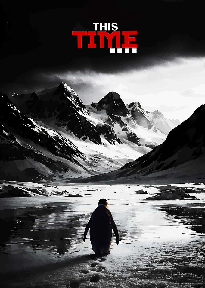 Penguin in Snowy Mountains
