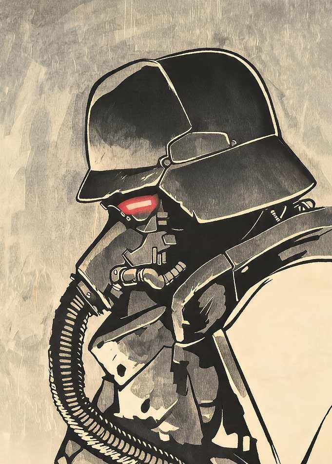 Sci-fi Soldier with Red Eyes
