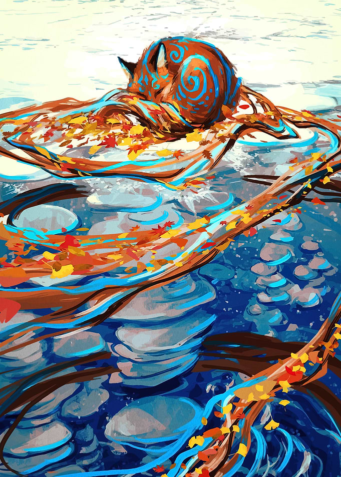 Stylized Fox in Autumnal Water