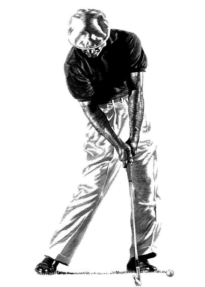 Golfer in mid-swing