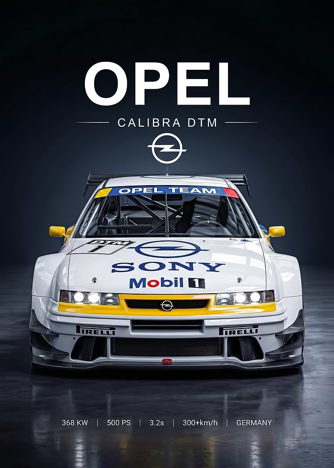 sleek front view Opel Calibra DTM Race Car