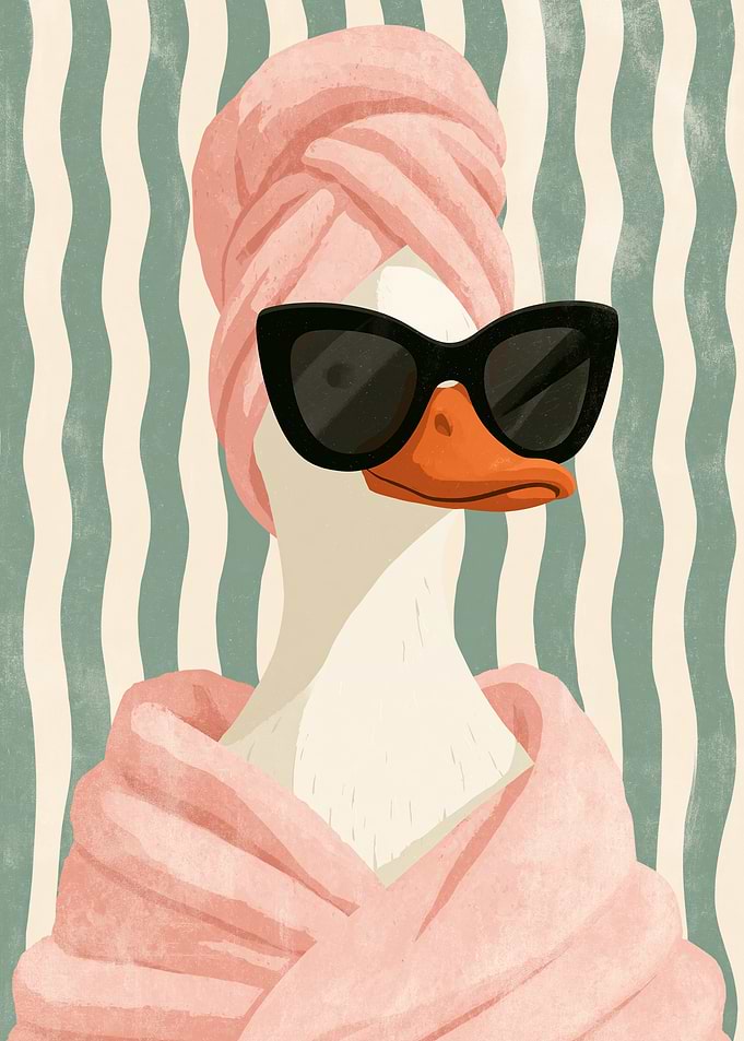 Glamorous Duck in Sunglasses and Towel