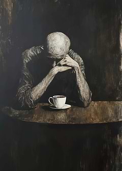 Man contemplating over coffee