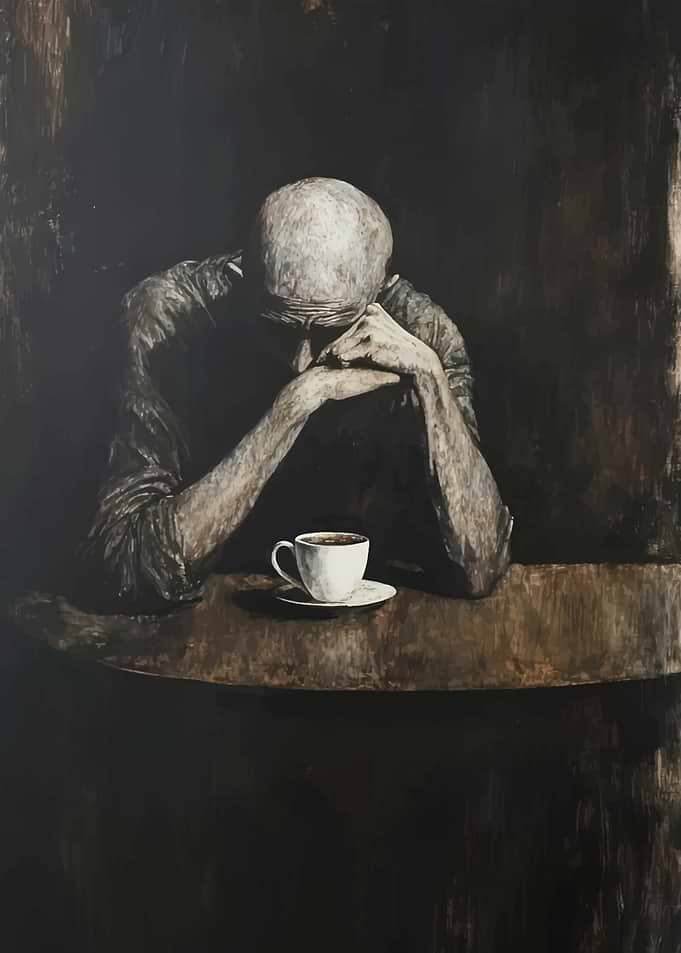 Man contemplating over coffee