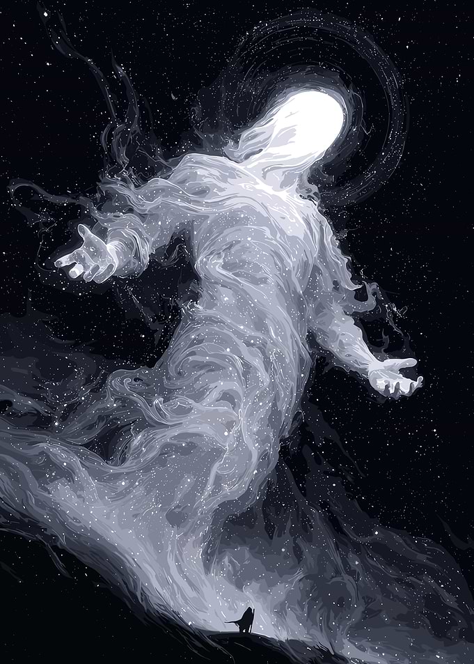 Cosmic Being and Lone Figure