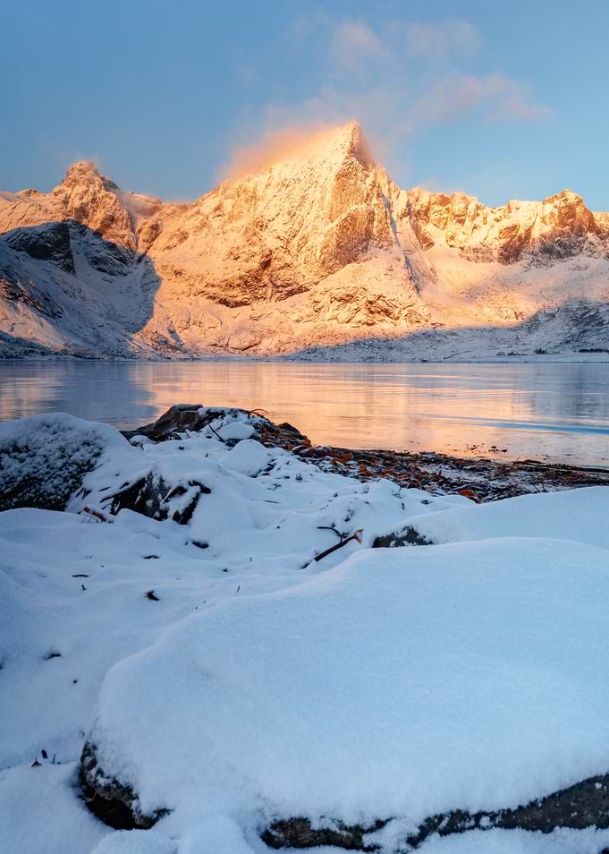 Snowy Mountains at Sunrise