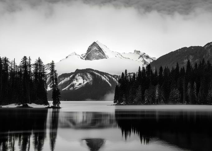 Misty Mountain Lake Reflection