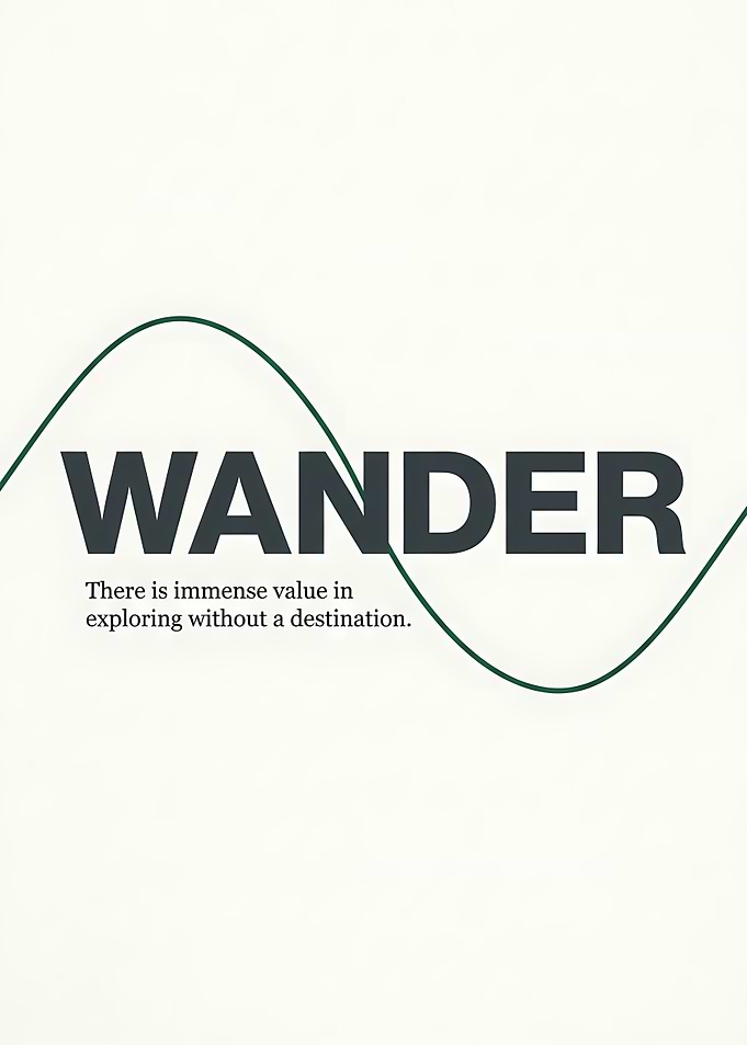 Wander quote with wave graphic