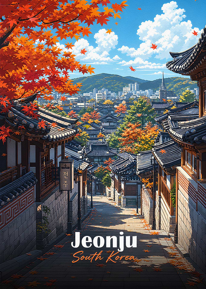 Jeonju South Korea Autumn Street