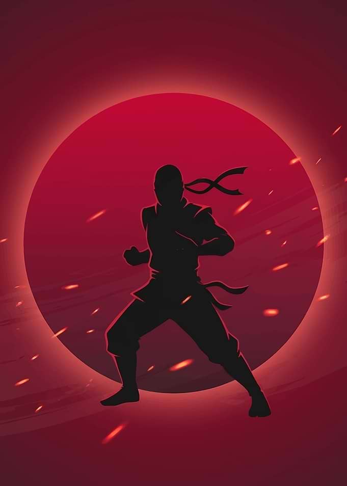Silhouette Ninja in Red Circle