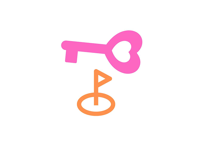 Pink Heart Key and Golf Flag