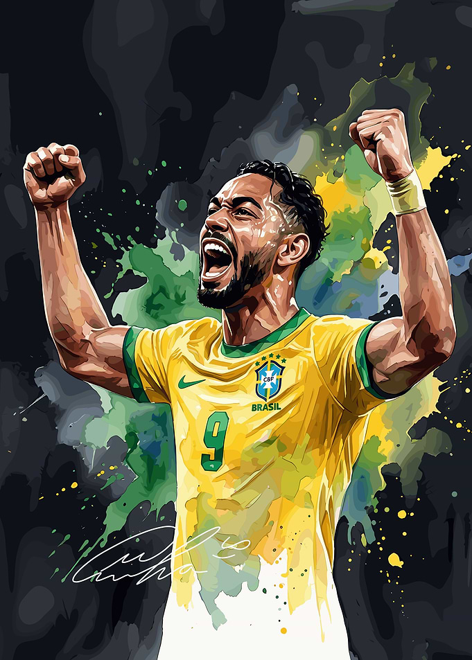 Cunha Brazilian Footballer Celebrating Victory