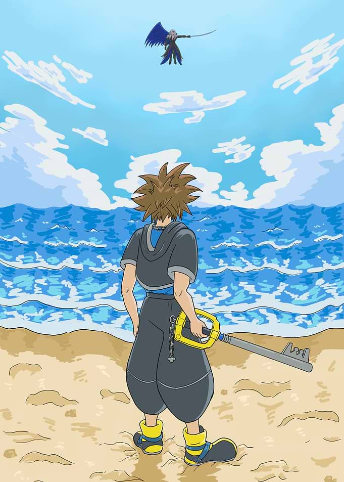 Sora and Sephiroth on the Beach