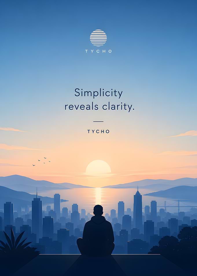 Man meditating at sunrise over city