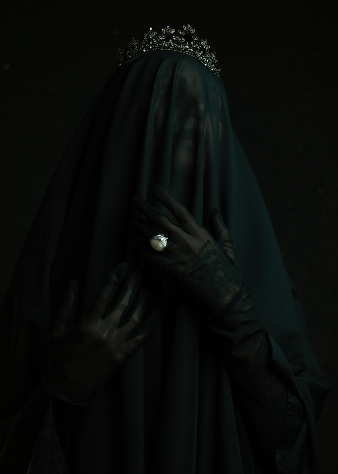 Mysterious Figure in Veil and Crown
