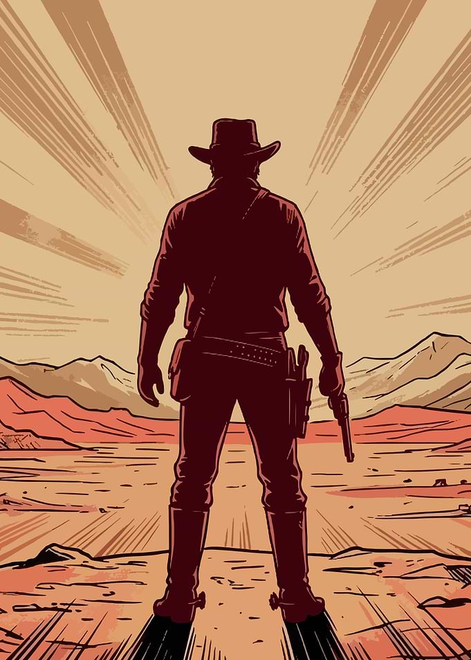 Silhouette Cowboy in the Desert
