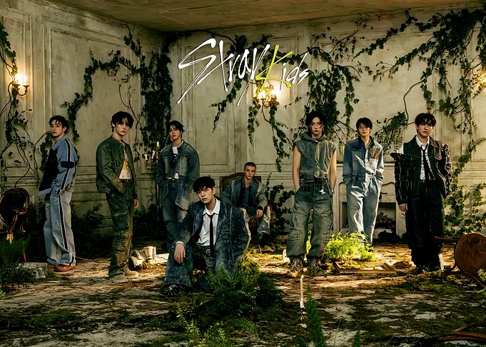 Stray Kids in a Moody, Overgrown Setting