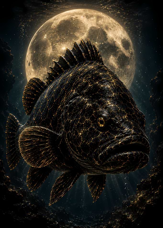 Mystical Fish Under the Moon