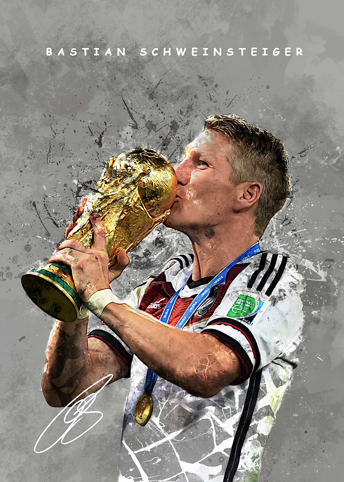 Bastian Schweinsteiger kisses World Cup trophy