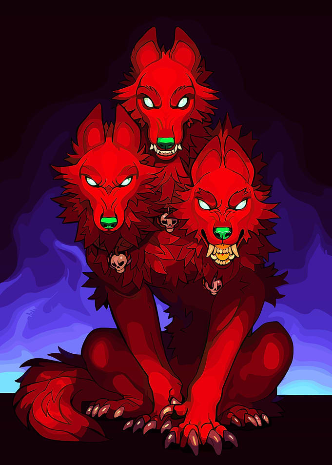 Three-headed Red Wolf