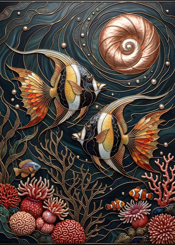 Underwater Scene with Angelfish and Coral
