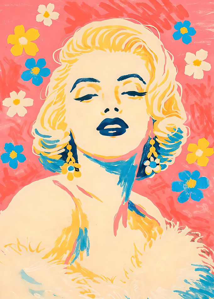Retro Floral Pop Art Portrait